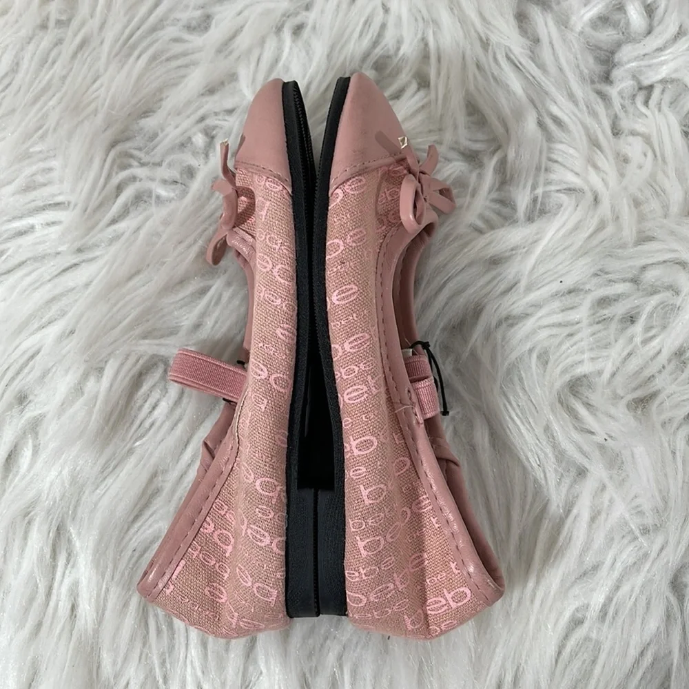 BEBE Girls Ballerina Flats Pink Slip On Shoes Size 8 New